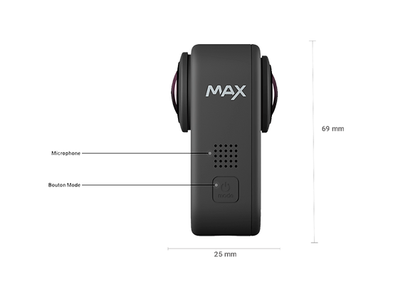 Caméra d'action 360° GoPro Max à la location vue de profil