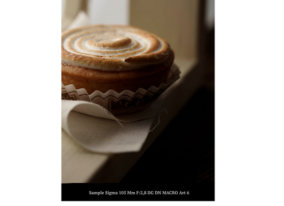 Pâtisserie photographiée avec un objectif photo Sigma Art 105mm F2.8 DG DN E macro à la location