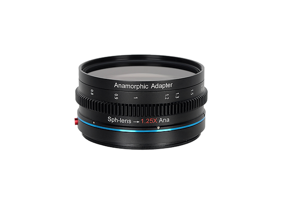 Adaptateur anamorphique 2x. Vous pouvez utiliser l'adaptateur 2x avec l'objectif 1,6x pour produire un effet anamorphique 2x