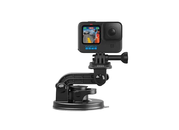 Caméra d'action GoPro 11 fixée sur une ventouse GoPro vue de face à la location