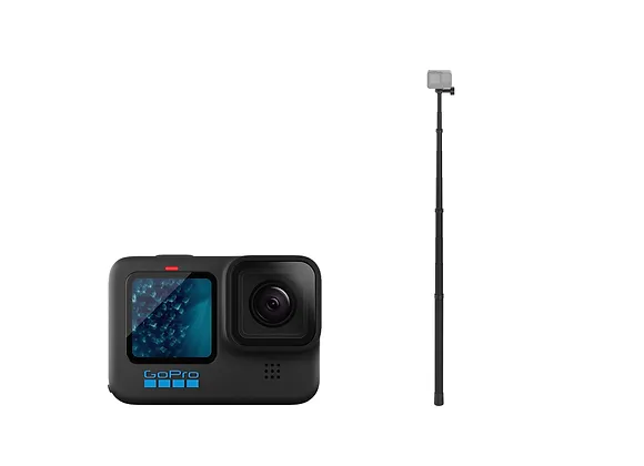 Caméra d'action GoPro 11 avec perche GoPro 3m vue de face à la location