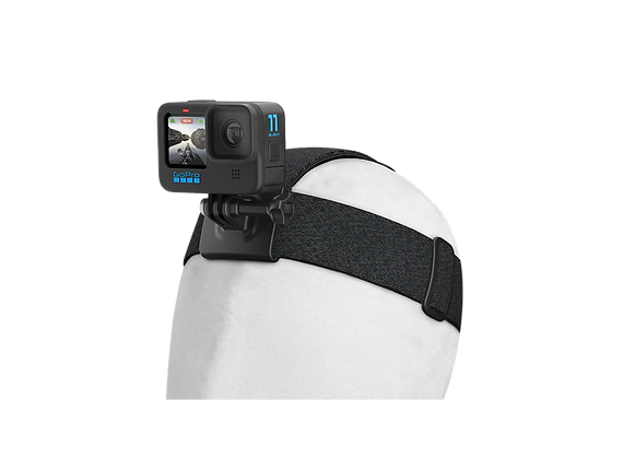 Caméra d'action GoPro11 fixée sur un bandeau serre tête à la location