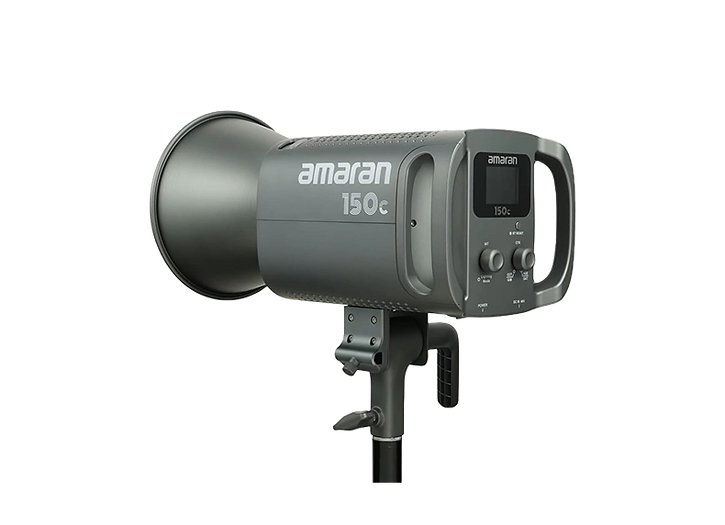 Panneau arrière de l'AMARAN COB 150c montrant les contrôles ajustement intensité et température de couleur