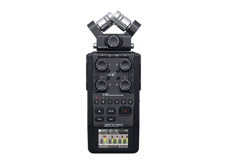 ZOOM H6 vue de profil : interfaces XLR/TRS, boutons de commande
