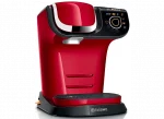 Machine à café Tassimo de couleur rouge vif avec un design moderne et un panneau de commande intuitif