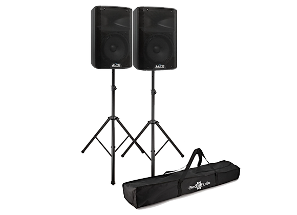 Kit 2 Enceintes XLR 350W Alto TX 308 noires avec pieds et sac de transport en location