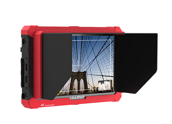 Moniteur Lilliput Ecran IPS 7" Full HD Avec bords rouges diffusant l'image du Pont de Brooklyn en location