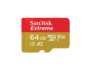 Carte Memoire Micro SD Sandisk Extreme 64 Go V30 Rouge et Beige en location