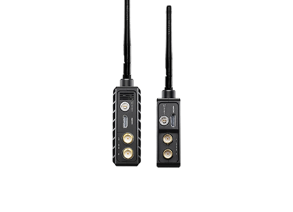 Vue latérale du récepteur Teradek Bolt 6 avec ports et antennes