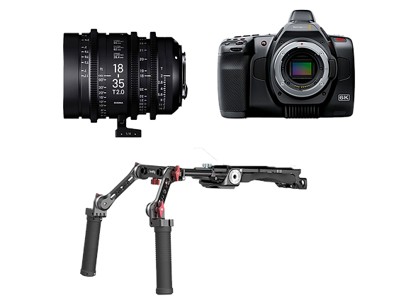 Kit Cinéma Blackmagic Pocket 6K Pro Capteur Super35 EF avec Zoom Ciné Sigma 18-35 T2 et Cross Epaule Small Rig