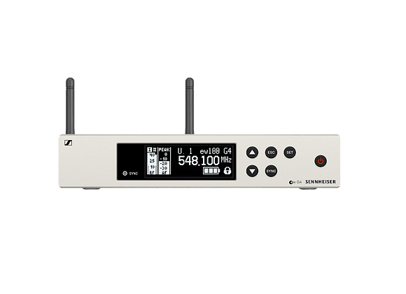 Demi-Rack Sennheiser EM100 G4 blanc avec 2 antennes noires à la location